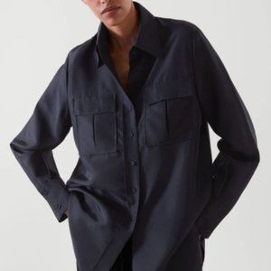 NWT COS NAVY SILK UTILITY SHIRT